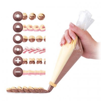 10 Sacos Pasteleiro Duplos 30cm   6 Bicos Pasteleiro