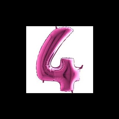 Balão metálico rosa em forma do número 4
