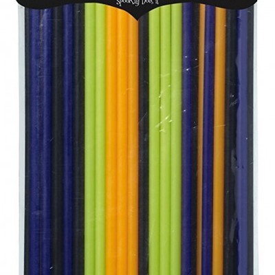 Pacote de 60 palitos para cake pops coloridos em azul, laranja e verde com tema de Halloween