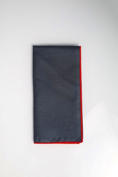 Dúzia de Guardanapos de Linho Azul rolinho Vermelho (50x50)