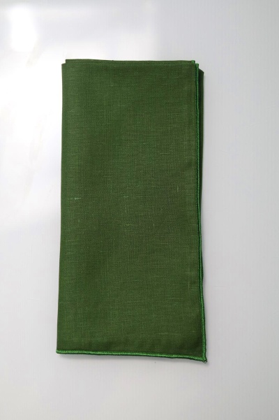 Dúzia de Guardanapos de Linho verde com Rolinho verde (45x45)