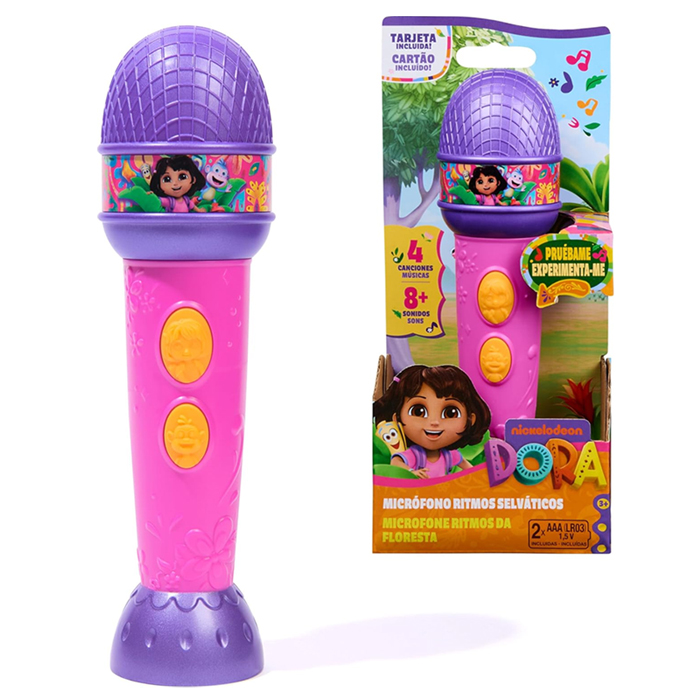 Dora a Exploradora - microfone Dora com músicas da série, efeitos sonoros Dora a Exploradora - microfone Dora com músicas da série, efeitos sonoros