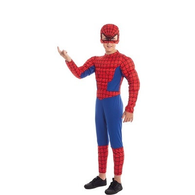 Fato de herói aranha azul e vermelho para menino
