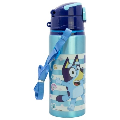Garrafa Bluey e Bingo alumínio com palha 730 ml pop up