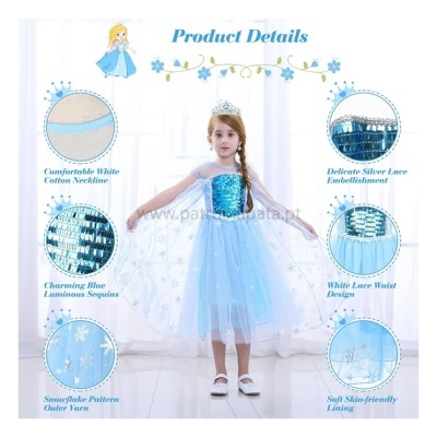 Fato Frozen Princesa com acessórios