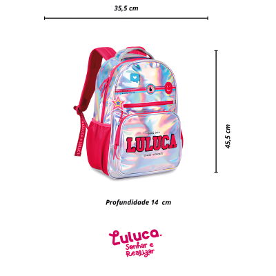 Mochila Escolar Holográfica Oficial Luluca 45 cm