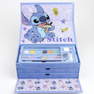 Estojo de maquilhagem infantil tema Stitch com sombras coloridas