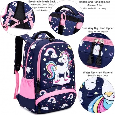 Pack Escolar Unicorn blue dark rainbow