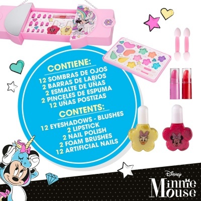 Bolsa de maquiagem com 2 níveis e espelho Minnie