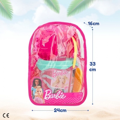 Barbie - Balde de praia + Mochila + acessórios + Boneca