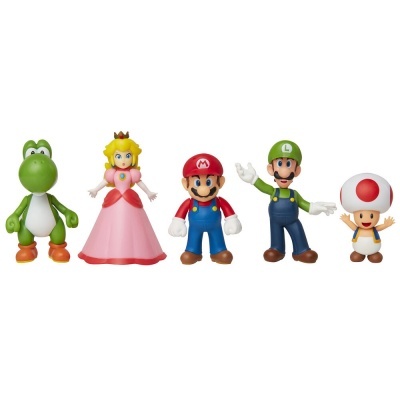 Figuras de vinil de personagens Mario em fundo branco