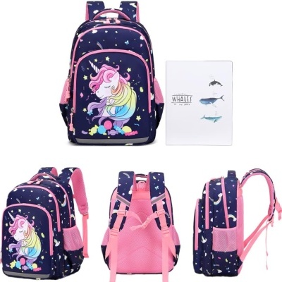 Conjunto Escolar Unicórnio - Mochila + lancheira + porta-lápis