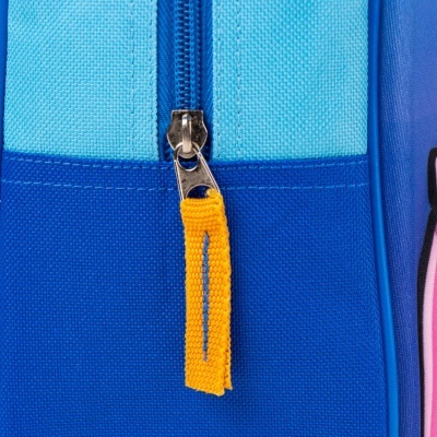 Fecho de zipper metálico com pega amarela em tecido azul