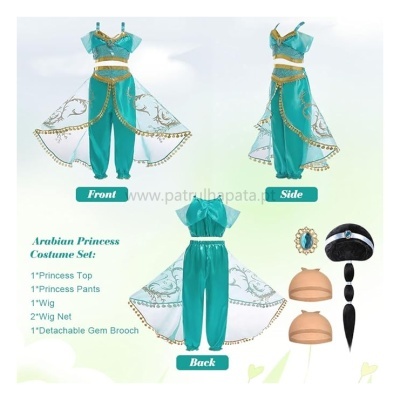 Fato de Jasmine com peruca para menina - Aladdin