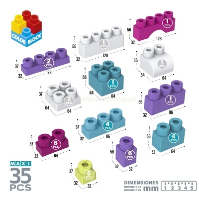 Blocos de Construção 35 peças Color Block