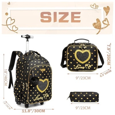 Pack Trolley Escolar Follow Me Love Black