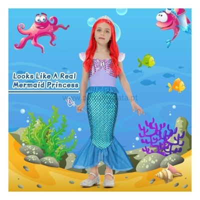 Fato Sereia com acessórios + peruca