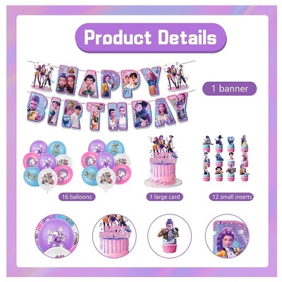 Decoração Aniversário K-Pop Demon Hunters inspiração