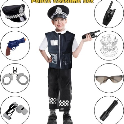 Conjunto de fantasia de polícia para criança com vários acessórios