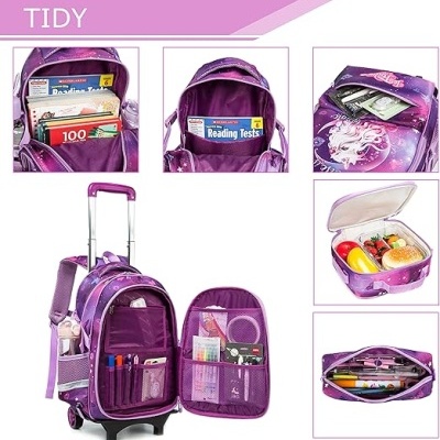 Conjunto Escolar Trolley Unicorn - Trolley + lancheira + porta-lápis