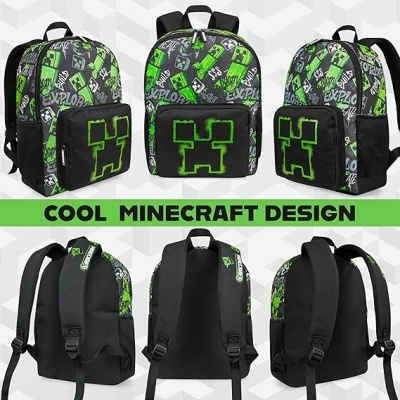 Mochila Escolar Minecraft Creeper 40 cm