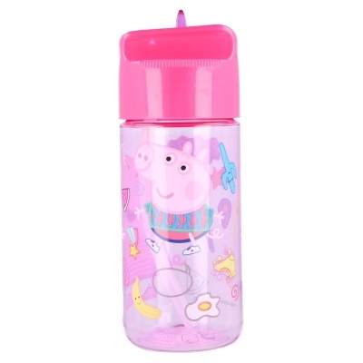 Garrafa de plástico tritan hidro com palha Peppa Pig 430 ml