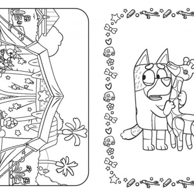 Página para colorir com tenda e animais desenhados