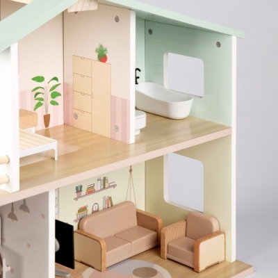 Casa de Bonecas de Madeira 2 andares - woomax Casa de Bonecas de Madeira 2 andares - woomax