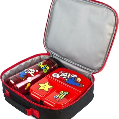 Conjunto Lancheira térmica + garrafa + sanduicheira Super Mário
