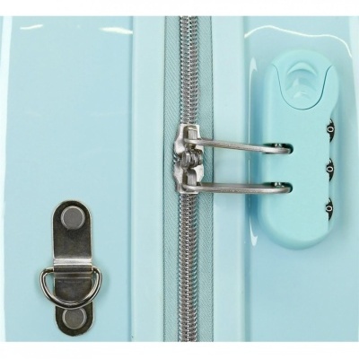 Fecho e cadeado de mala de viagem azul clara