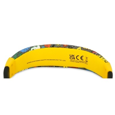 Arco colorido para cabeça com personagens da DC Comics e interior amarelo