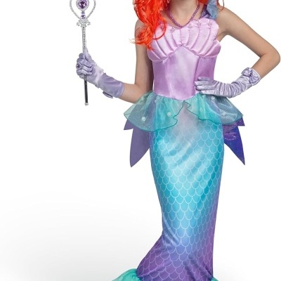 Fato Sereia com acessórios + peruca