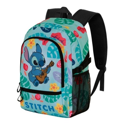 Mochila Escolar Guitar Stitch Disney 44cm adaptable