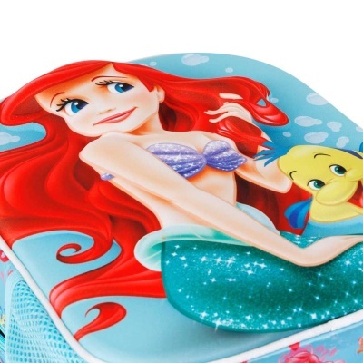 Mochila 3D Pré-Escolar Sea Ariel A pequena Sereia Disney 31cm