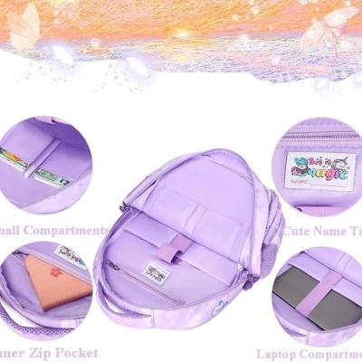 Conjunto Escolar Borboleta - Mochila + lancheira + porta-lápis