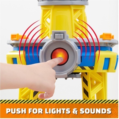 Rubble & Crew - Grua, veículo escavadora, figura de rubble e areia mágica