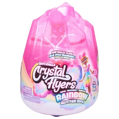 Embalagem rosa translúcida Hatchimals Crystal Flyers Rainbow Glitter Idol