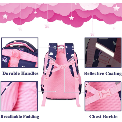 Conjunto Escolar - Mochila + lancheira térmica + porta-lápis - Gatinha Azul