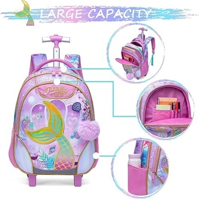 Conjunto Escolar Trolley Sereia - Trolley + lancheira + porta-lápis
