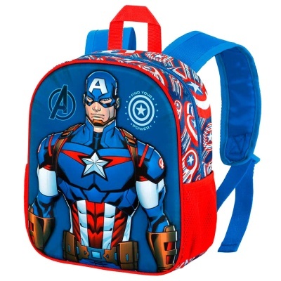 Mochila 3D Pré-Escolar First Capitan America Marvel 31cm