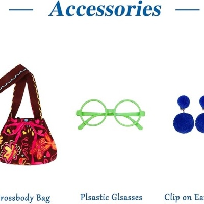 Fato Mirabel Encanto + óculos + saco + brincos