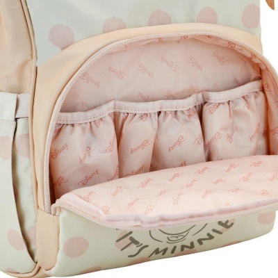 Mochila rosa com bolsos internos e padrão Disney Minnie