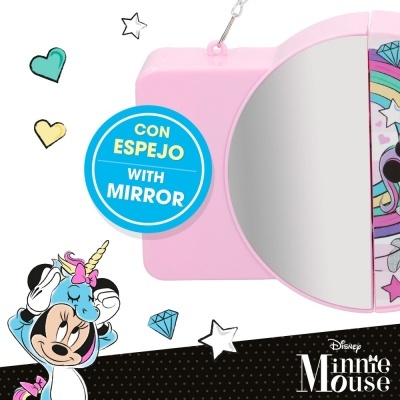 Bolsa de maquiagem com 2 níveis e espelho Minnie