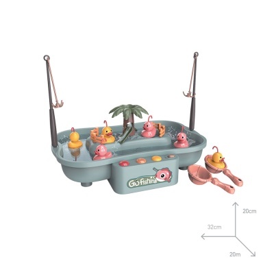 Brinquedo de pesca Go Fishing com patinhos e varas em celeiro verde