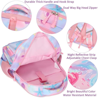 Conjunto Escolar - Mochila + lancheira térmica - Sereia rosa