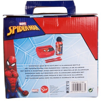 Conjunto de cantil + sanduicheira e talheres Spiderman