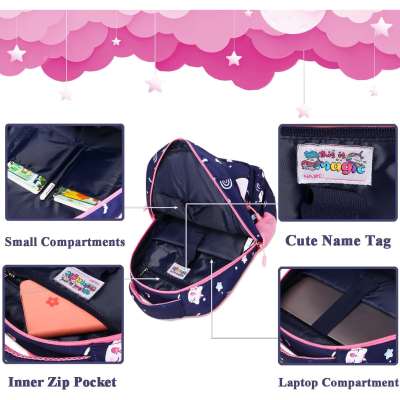 Conjunto Escolar - Mochila + lancheira térmica + porta-lápis - Gatinha Azul