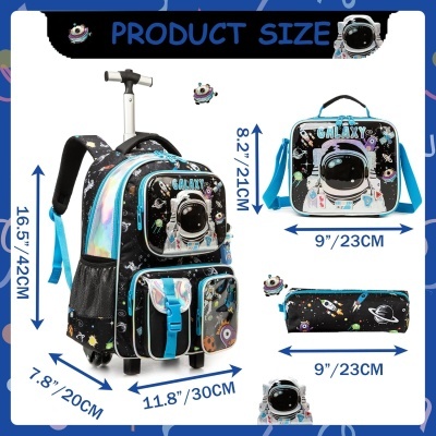 Conjunto Escolar Trolley Galaxy Astronaut - Trolley + lancheira + porta-lápis