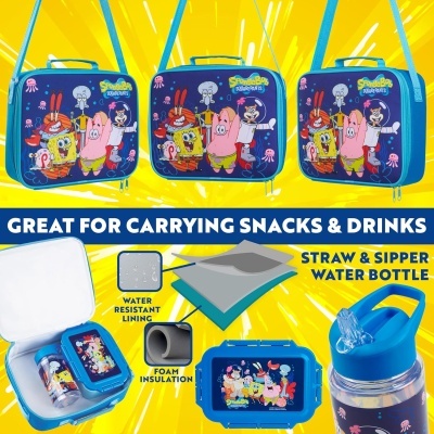 Conjunto Lancheira térmica + garrafa + sanduicheira Sponge Bob