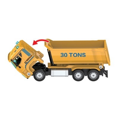 Camião de brinquedo basculante amarelo com texto 30 TONS